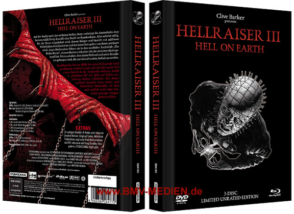 Hellraiser 3 - Hell on Earth - Limited Unrated 3-Disc Mediabook (2DVDs+Blu-ray Disc) - Black Edition