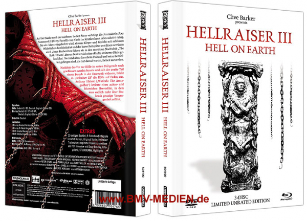 Hellraiser 3 - Hell on Earth - Limited Unrated 3-Disc Mediabook (2DVDs+Blu-ray Disc) - White Edition